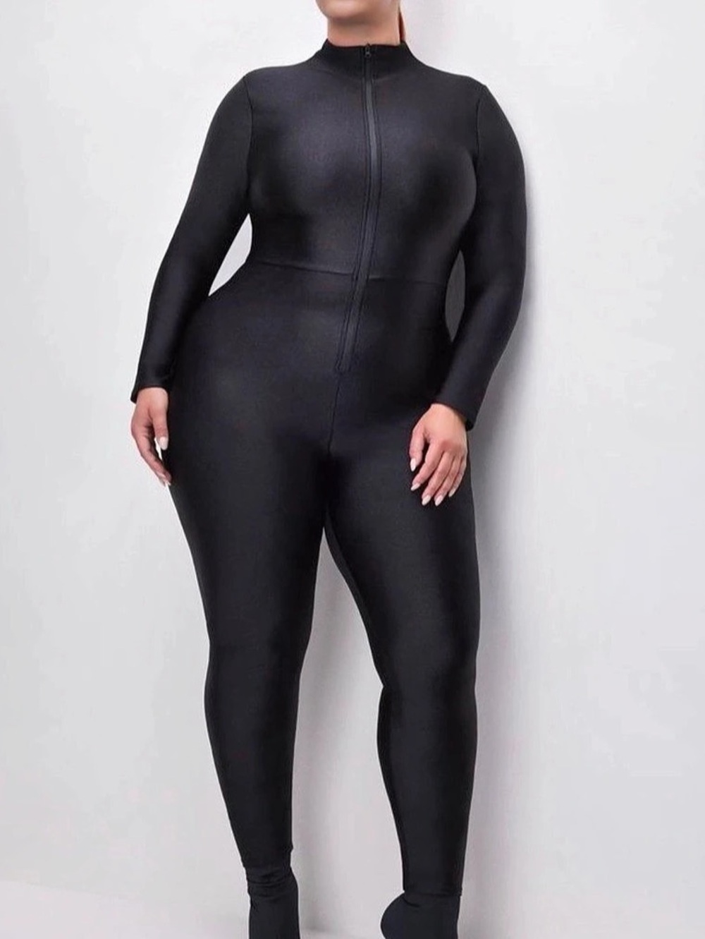 Good American Scuba Zipped Jumpsuit Black Size XL